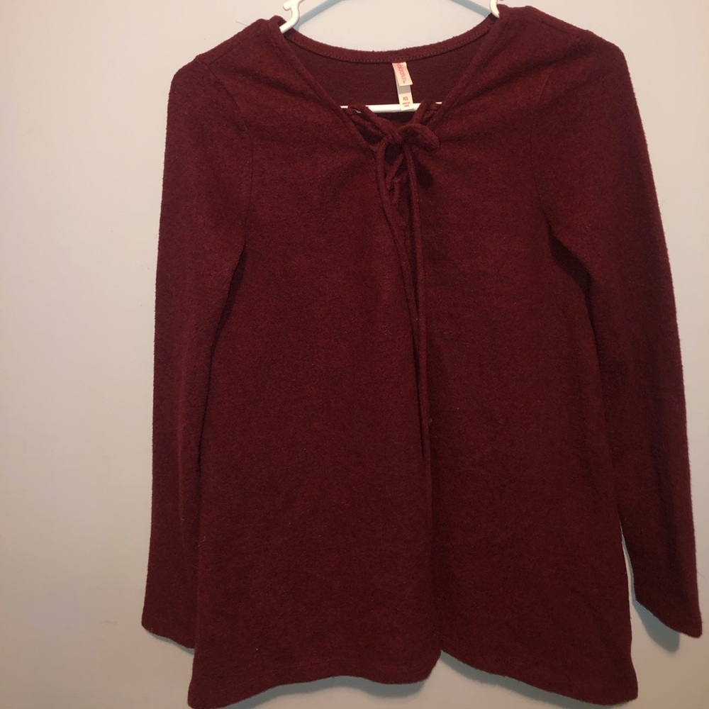 Maroon tie sweater